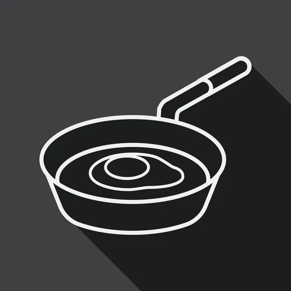 Utensilios de cocina sartén y pala icono plano con sombra larga, eps, icono de línea — Vector de stock