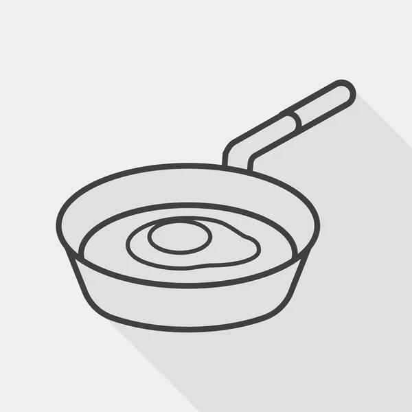 Utensilios de cocina sartén y pala icono plano con sombra larga, eps, icono de línea — Vector de stock