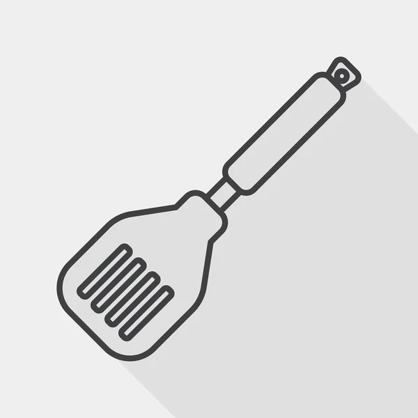 Köksartiklar spatel flat ikonen med långa skugga, linje-ikonen — Stock vektor