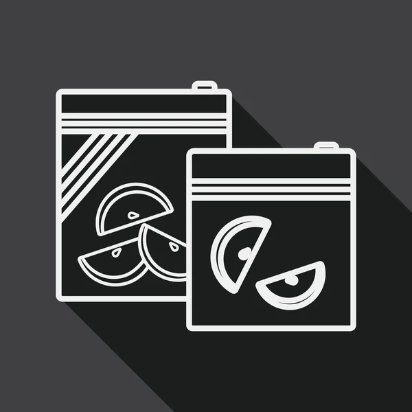 Utensilios de cocina bolsas de cremallera icono plano con sombra larga, icono de línea — Archivo Imágenes Vectoriales