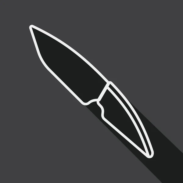 Utensilios de cocina cuchillo de fruta icono plano con sombra larga, icono de línea — Archivo Imágenes Vectoriales