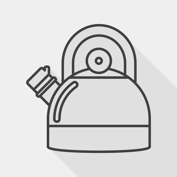 Batterie de cuisine théière icône plate avec ombre longue, icône de ligne — Image vectorielle