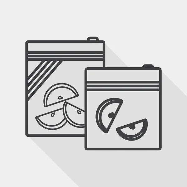 Utensilios de cocina bolsas de cremallera icono plano con sombra larga, icono de línea — Archivo Imágenes Vectoriales