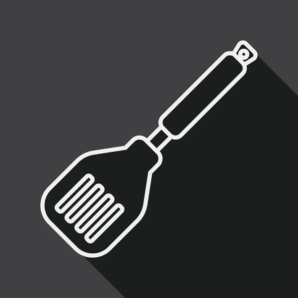 Kitchenware spatula flat icon with long shadow, line icon — Stock Vector