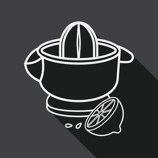 Ustensiles de cuisine presse-agrumes icône plate avec ombre longue, icône ligne — Image vectorielle