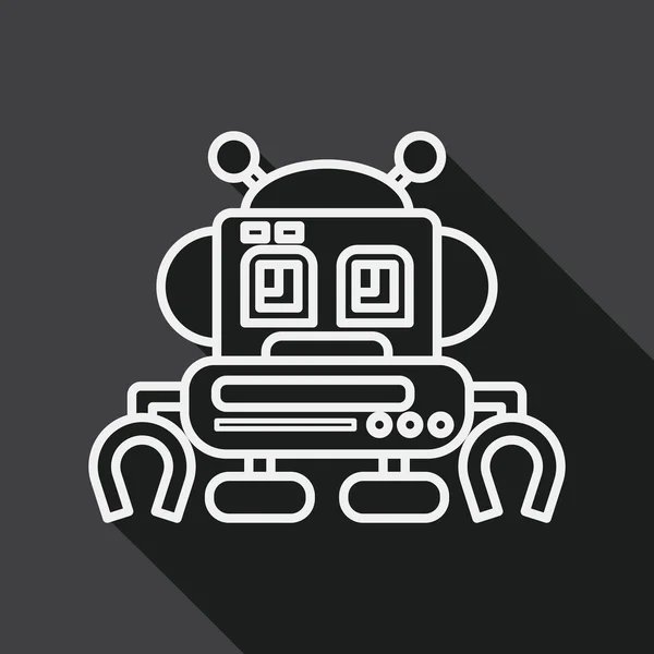 Robot concept platte pictogram met lange schaduw, lijn pictogram — Stockvector