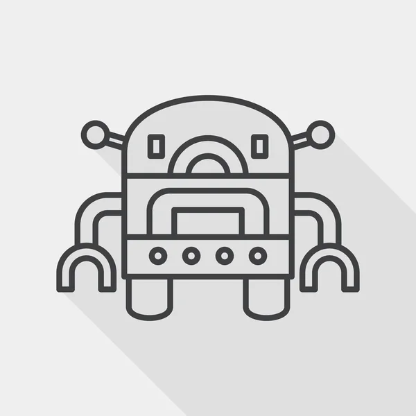 Robot flat ikonen med långa skugga, linje-ikonen — Stock vektor
