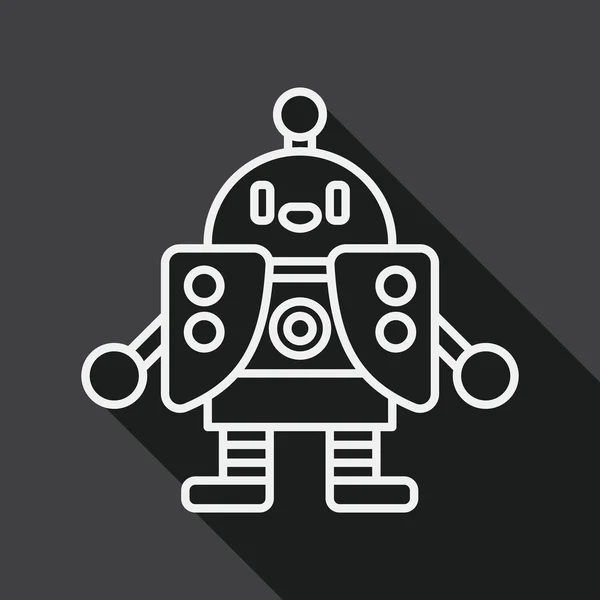 Robot icono plano con sombra larga, icono de línea — Vector de stock