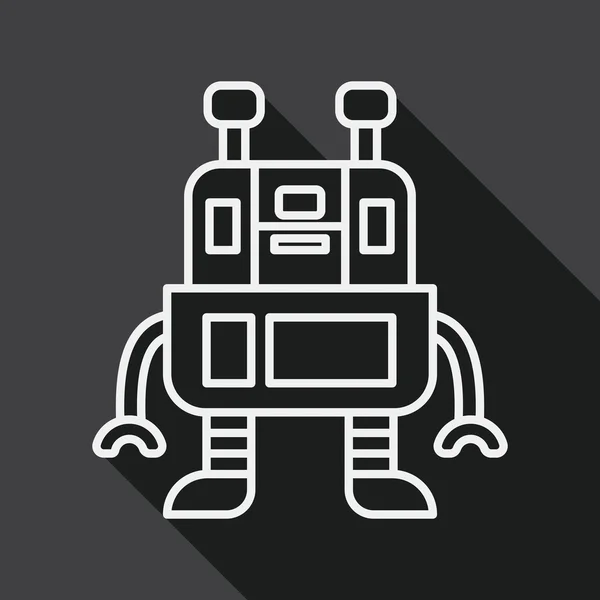 Plochý ikona robota s dlouhý stín, linie ikonu — Stockový vektor