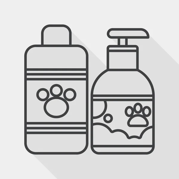 Pet shampoo ícone plano com sombra longa, ícone de linha — Vetor de Stock