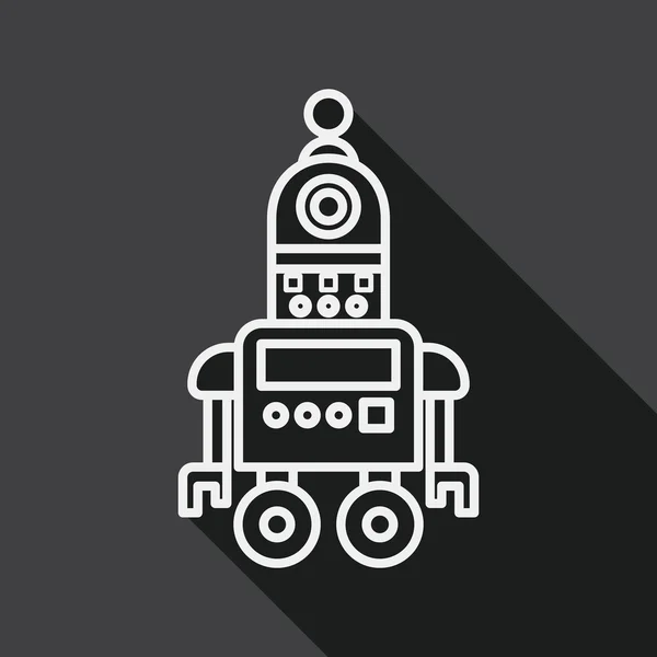 Robot concept platte pictogram met lange schaduw, lijn pictogram — Stockvector