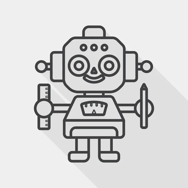 Robota płaski ikona z długi cień, linia ikona — Wektor stockowy