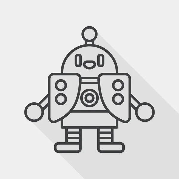 Robot icono plano con sombra larga, icono de línea — Vector de stock