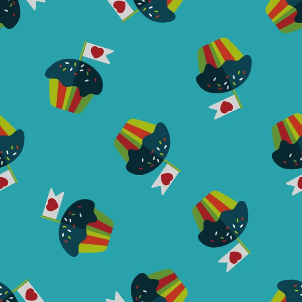 Dia dos Namorados cupcake flat icon, eps10 padrão sem costura fundo —  Vetores de Stock