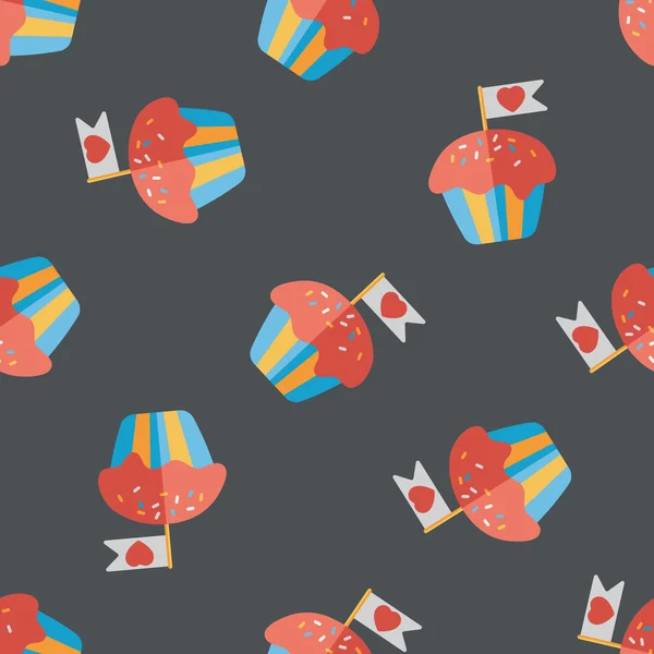 Cupcake di San Valentino icona piatta, eps10 Liguseamless pattern background — Vettoriale Stock