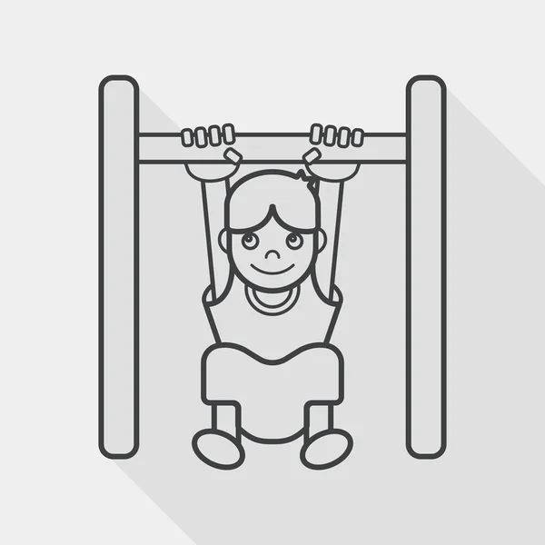 Boy hanging horizontal bar flat icon with long shadow, line icon — Stock Illustration Boy hanging horizontal bar flat icon with long shadow, line icon Vector Graphics