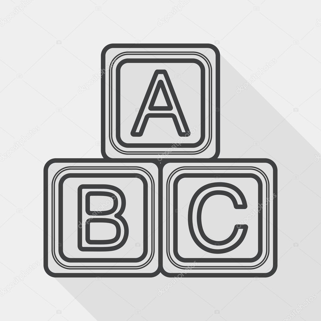ABC blocks flat icon with long shadow,EPS 10, line icon