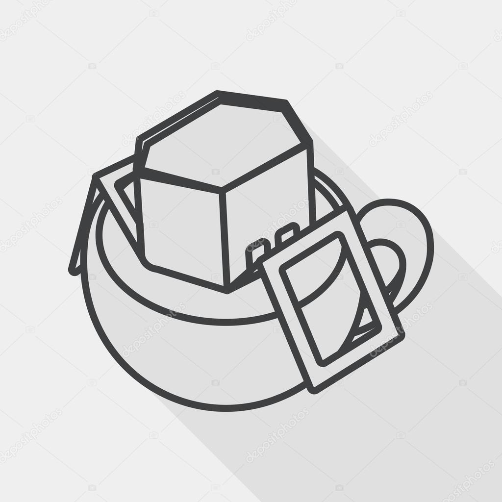coffee bag flat icon with long shadow, line icon