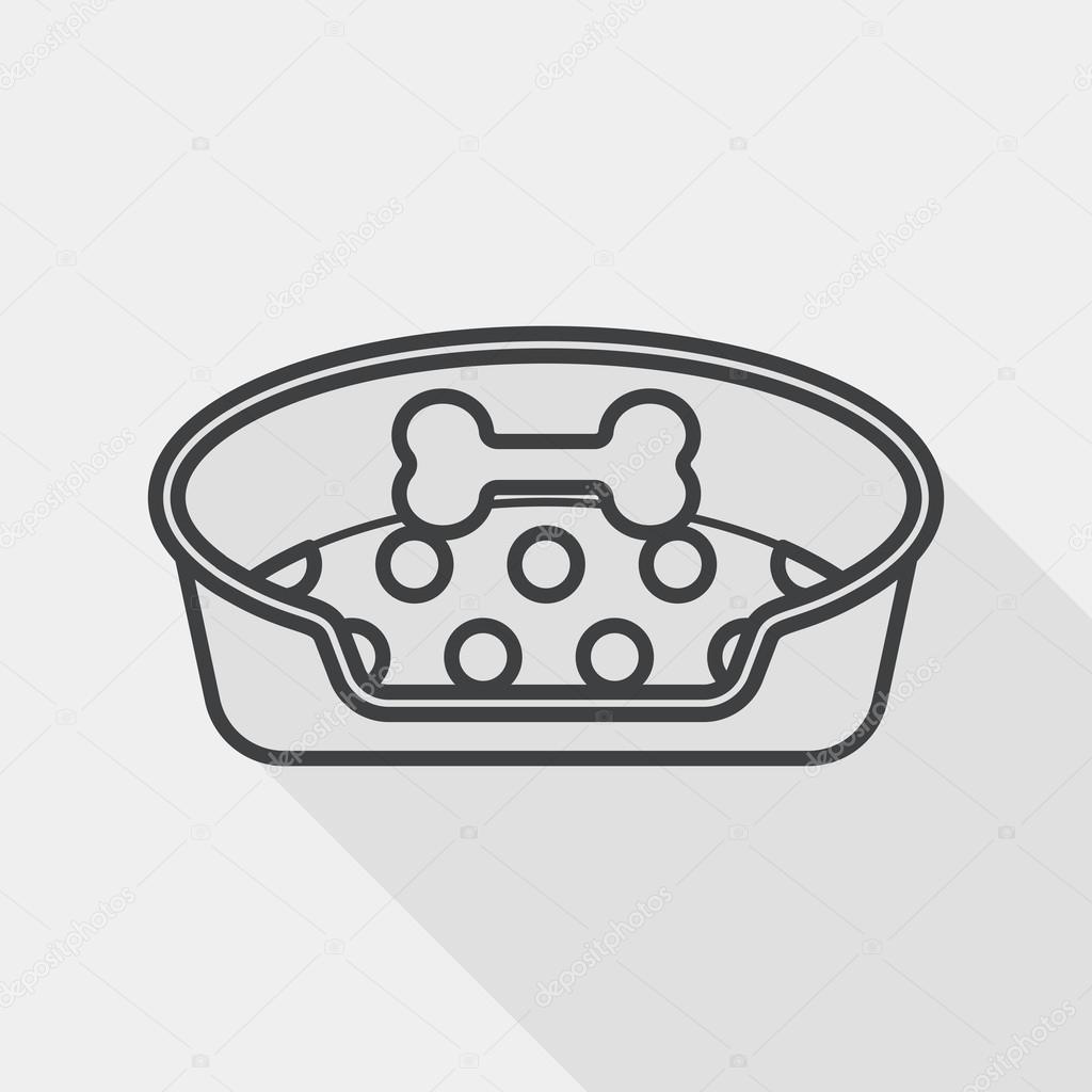 Pet bed flat icon with long shadow, line icon