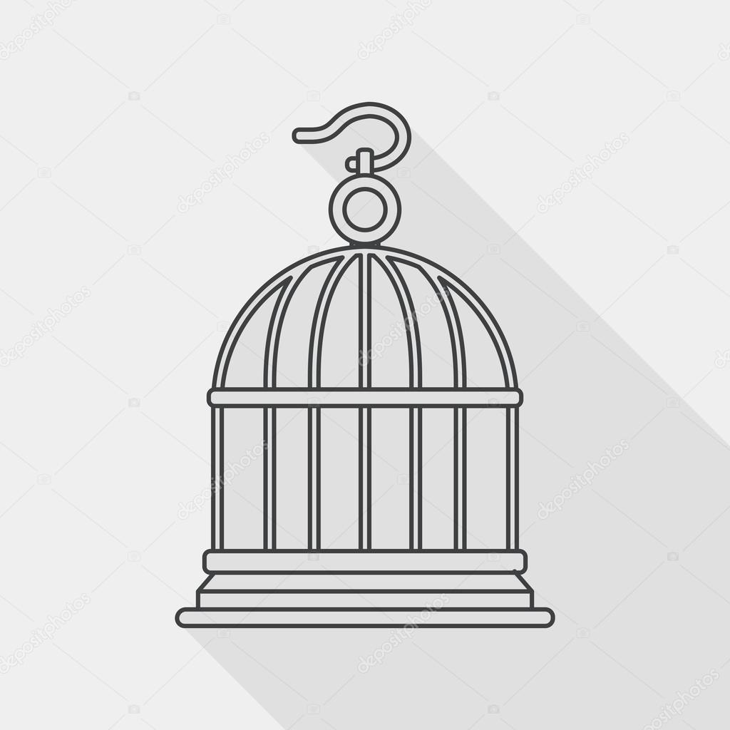 Pet bird cage flat icon with long shadow, eps10, line icon