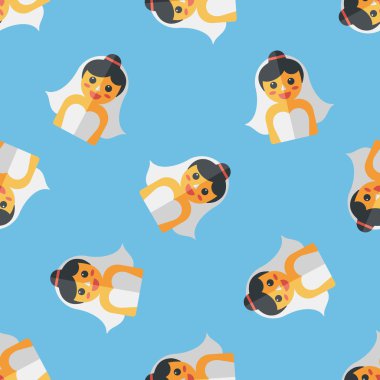 Düğün Gelin düz simgesi, eps10 Dikişsiz desen arka plan