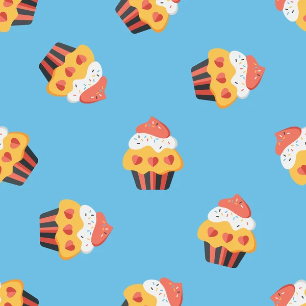 Icône plate cupcake Saint-Valentin, eps10 fond de motif sans couture — Image vectorielle