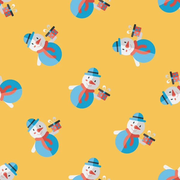 Muñeco de nieve icono plano, eps10 fondo patrón sin costuras — Vector de stock
