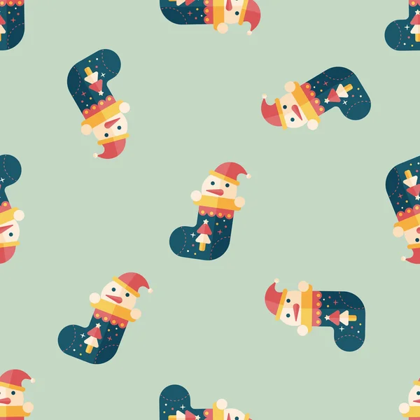Christmas stocking flat icon, eps10 seamless pattern background — стоковый вектор