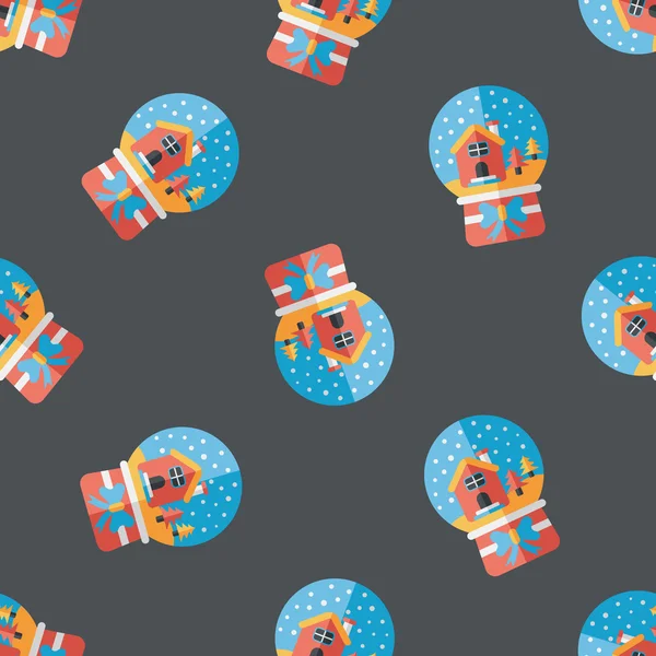 Boule à neige et cadeaux icône plate, eps 10 fond de motif sans couture — Image vectorielle