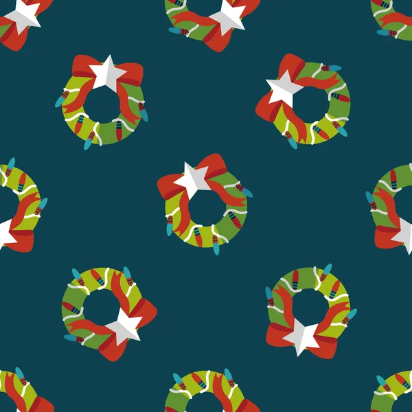 Icône plate de couronne de houx de Noël, fond de motif sans couture eps10 — Image vectorielle