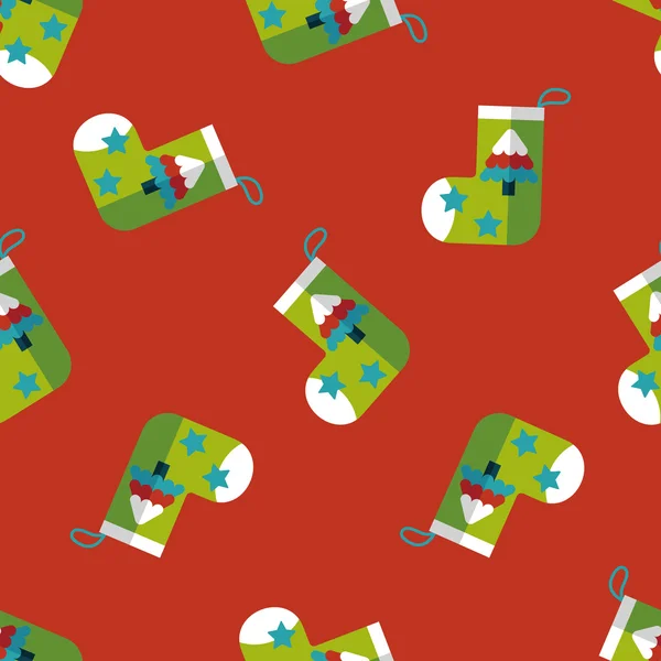 圣诞袜平图标，eps10 无缝图案背景 — 图库矢量图片