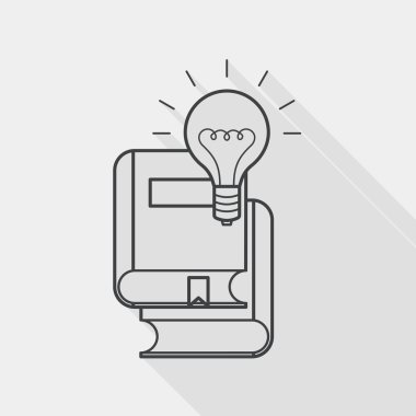 ampul uzun gölge, satırı simgesi ile kitap düz simgesinin üzerine