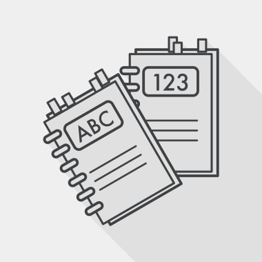 defter düz simgesi ile uzun gölge, satırı simgesi