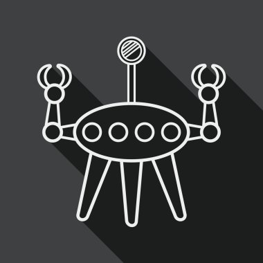 Alan robot düz simgesi ile uzun gölge, satırı simgesi