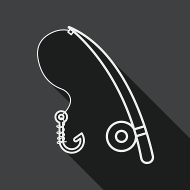 Balık tutma düz simgesi ile uzun gölge, satırı simgesi