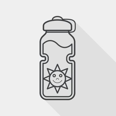 spor su şişesi düz simgesi ile uzun gölge, satırı simgesi