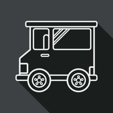 Transportation car flat icon with long shadow, line icon