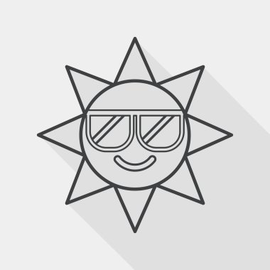 sun flat icon with long shadow, line icon