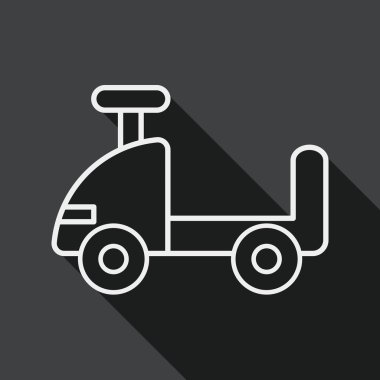 oyuncak araba düz simgesi ile uzun gölge, satırı simgesi