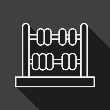 abacus calculation flat icon with long shadow, line icon