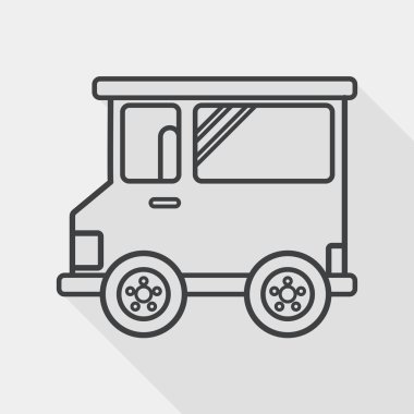 Transportation car flat icon with long shadow, line icon