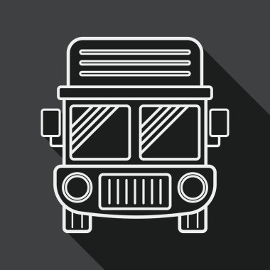Transportation truck flat icon with long shadow, line icon