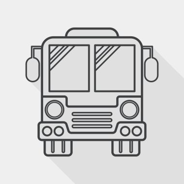 Transportation bus flat icon with long shadow, line icon