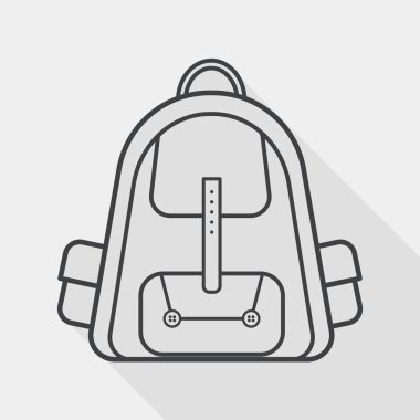 sırt çantası düz simgesi ile uzun gölge, satırı simgesi