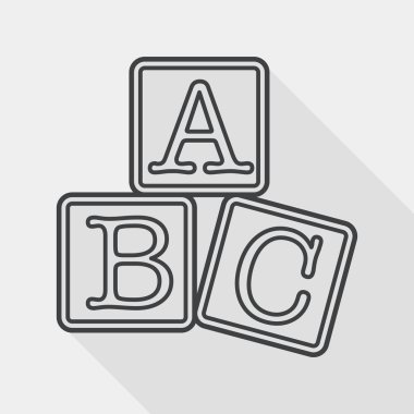 ABC blocks flat icon with long shadow, line icon