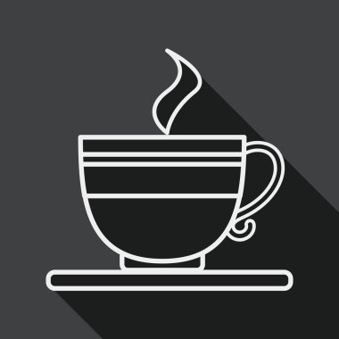 kahve düz simgesi ile uzun gölge, satırı simgesi