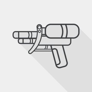Water Gun flat icon with long shadow, line icon