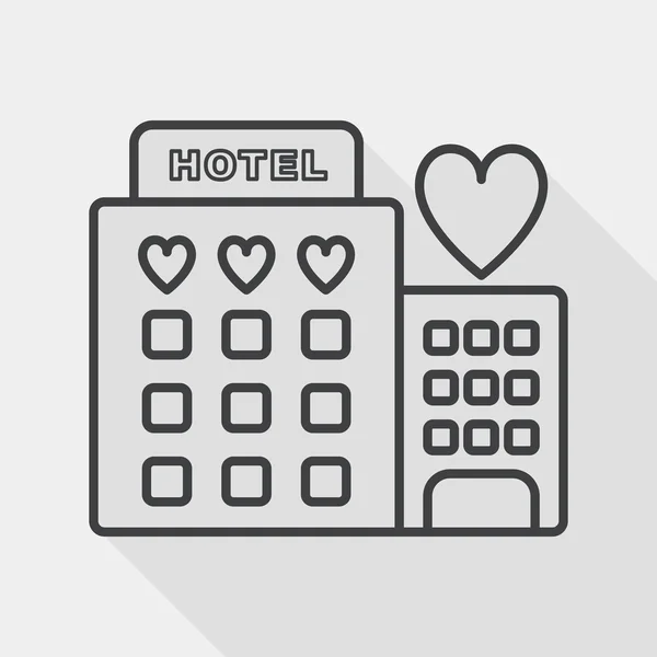 Valentine's day hotel flat icon with long shadow, line icon — Stock Vector