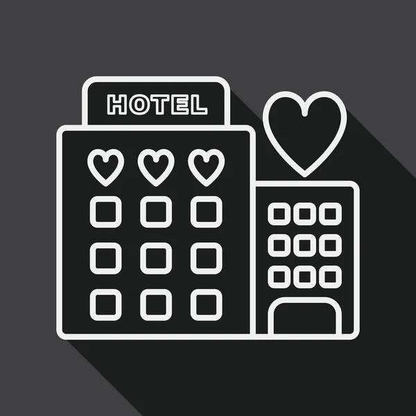 Valentine's day hotel flat icon with long shadow, line icon — Stock Vector