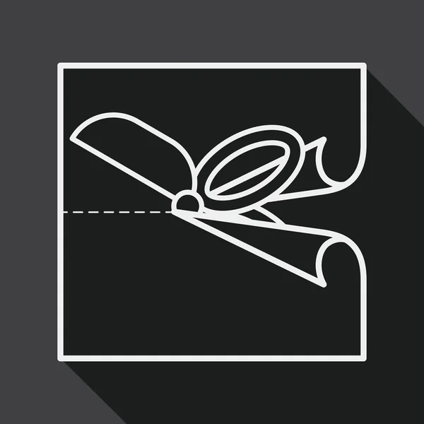 Tijera corte icono plano de papel con sombra larga, icono de línea — Archivo Imágenes Vectoriales